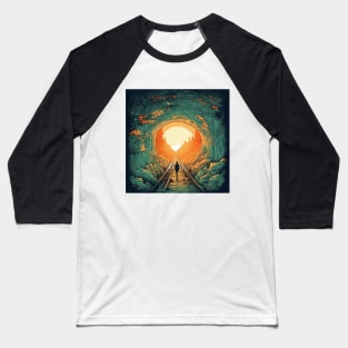 Tunnel of Love, Ukraine cartoon sunset illustration Baseball T-Shirt